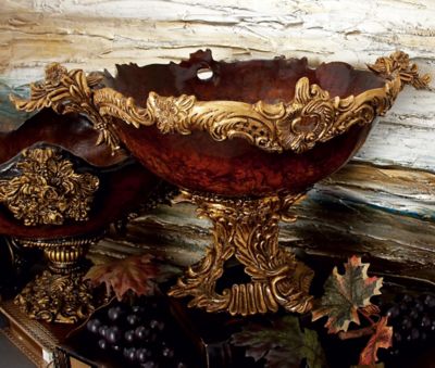 Harper & Willow Gold Resin Traditional Decorative Bowl, 11 in. x 19 in. x 14 in.