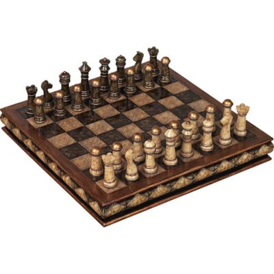 Image showing  Dark Brown Polystone Traditional Game Set, 2 Players, For Ages 10+