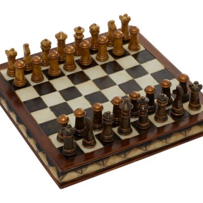 Image showing  Dark Brown Polystone Traditional Game Set, 2 Players, For Ages 10+
