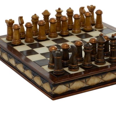 Image showing  Dark Brown Polystone Traditional Game Set, 2 Players, For Ages 10+