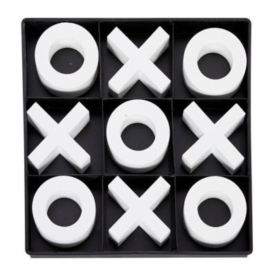 Image showing  Black Wood Tic-Tac-Toe Game Set with White Pieces, 2 Players, For Ages 10+