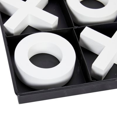 Image showing  Black Wood Tic-Tac-Toe Game Set with White Pieces, 2 Players, For Ages 10+