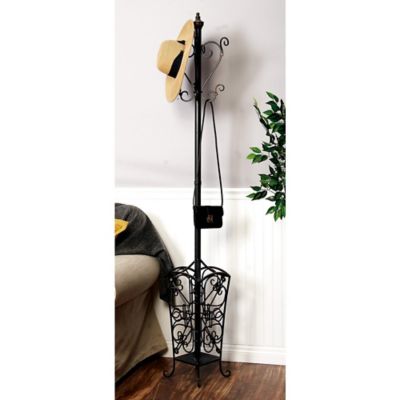 Harper & Willow Black Metal Traditional Coat Rack, 74 in. x 11 in. x 11 in.