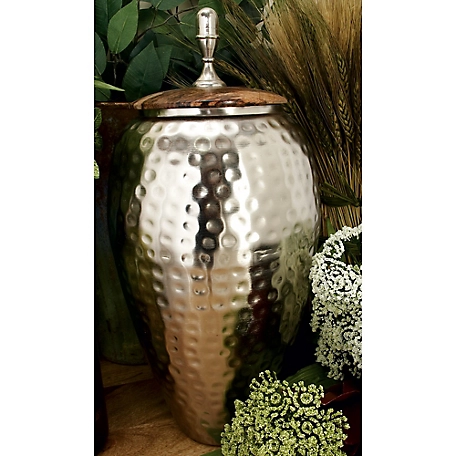 Harper & Willow Silver Iron Contemporary Decorative Jar, 16 in. x 7 in. x 7 in.