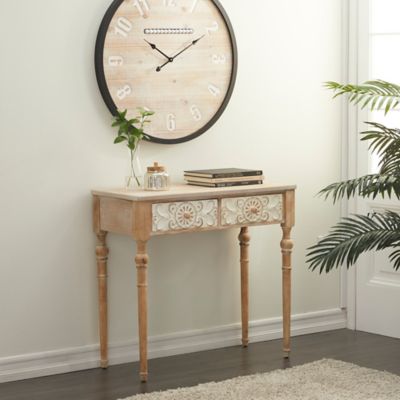 Harper & Willow Brown Farmhouse Wood Console Table, 33 in. x 36 in.