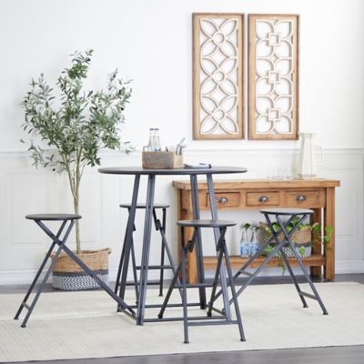 Harper & Willow Round Metal Rustic Dining Table, 36 in. x 72 in. x 72 in., Grey