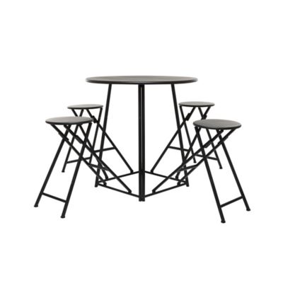 Image showing  Metal Rustic Round Dining Table for 4 People, 36 in. x 72 in. x 72 in., Gray