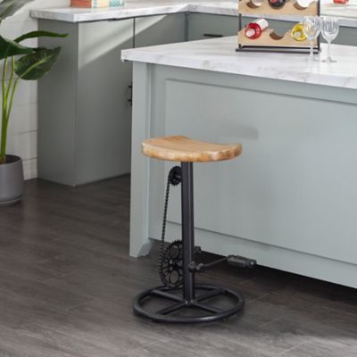 Harper & Willow Mango Wood Industrial Counter Stool, 25 in. 17 in. x 17 in., Brown