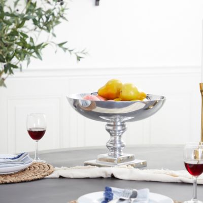Harper & Willow Aluminum Traditional Decorative Bowl, 10 in. x 15 in. x 15 in., Silver