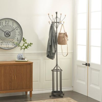 Harper & Willow 8-Hook Metal Industrial Coat Rack, Black