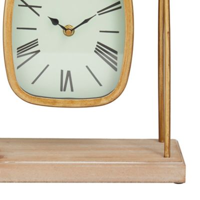 Image showing  Wood Farmhouse Clock, 11 in. x 10 in. x 5 in., Gold