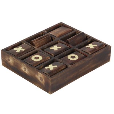 Image showing  Dark Brown Mango Wood Traditional Game Set, 13 in. x 11 in. x 3 in.