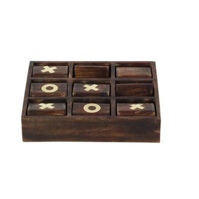 Image showing  Dark Brown Mango Wood Traditional Game Set, 13 in. x 11 in. x 3 in.