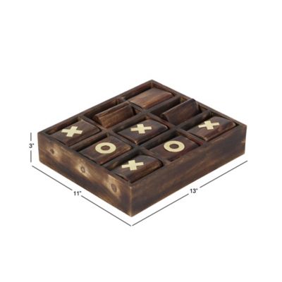 Image showing  Dark Brown Mango Wood Traditional Game Set, 13 in. x 11 in. x 3 in.