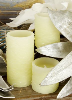 Harper & Willow Traditional Resin Flameless Candles, Cream, 3-Pack