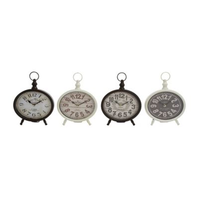 Image showing  Metal Vintage Clocks, 9 in. x 8 in. x 3 in., Black, 4-Pack