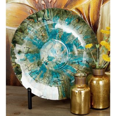 Harper & Willow Green Glass Glam Decorative Plate Stand, 2 in. x 18 in. x 18 in.