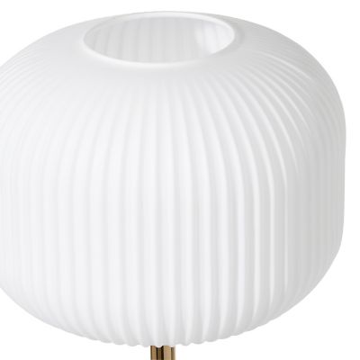 Image showing  White Metal Floor Lamp with Round Ribbed Shade 12" x 12" x 64"