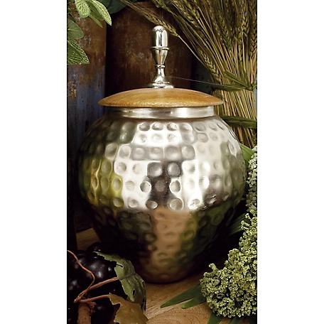Harper & Willow Silver Iron Contemporary Decorative Jar, 12 in. x 8 in. x 8 in.