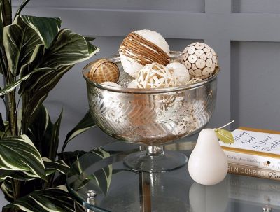 Harper & Willow Silver Glass Glam Decorative Bowl, 8 in. x 11 in. x 11 in.