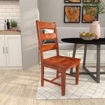 Harper & Willow Rectangular Mango Wood Ladder-Back Dining Chairs, 42 in., 20 in., Brown, 2 pc.