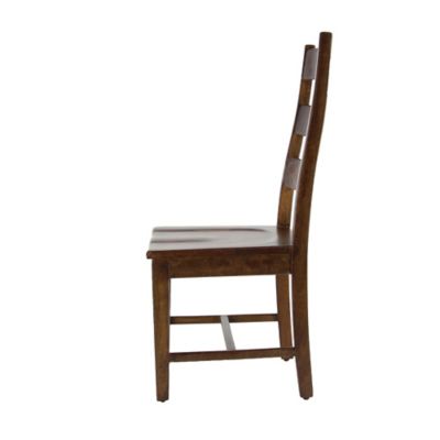 Image showing  Rectangular Mango Wood Ladder-Back Dining Chairs, 42 in., 20 in., Brown, 2 pc.