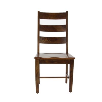 Image showing  Rectangular Mango Wood Ladder-Back Dining Chairs, 42 in., 20 in., Brown, 2 pc.