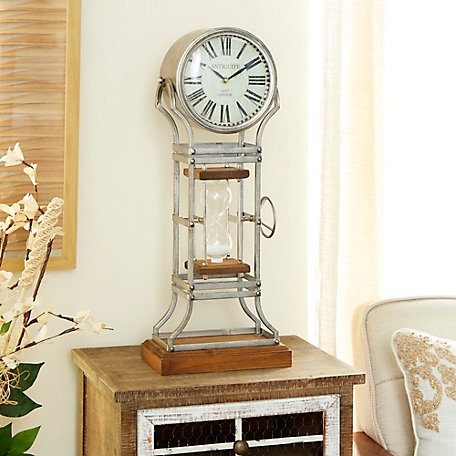 Harper & Willow Grey Metal Clock, 23 in. x 14 in. x 7 in.