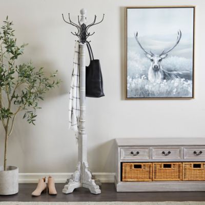 Harper & Willow 24-Hook Wood and Metal Farmhouse Coat Rack, 74 in., Gray