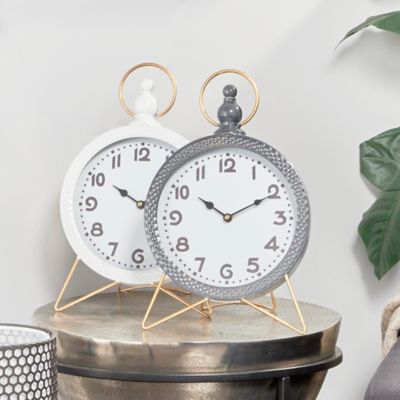 Harper & Willow Multi-Colored Metal Clock with Gold Accents Set of 2 10"W, 16"H