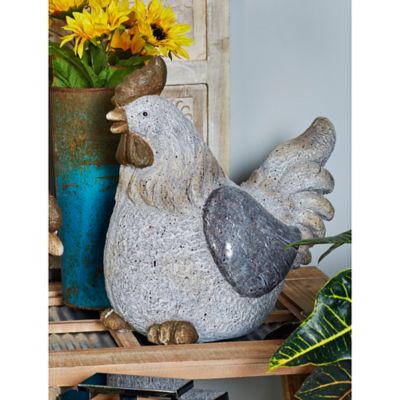 Harper & Willow Grey Polystone Country Hen Garden Sculpture, 16 in. x 15 in. x 11 in., 66917