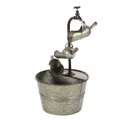 Image showing  Gray Metal Fountain with Watering Cans 15 in. x 15 in. x 28 in., 70552