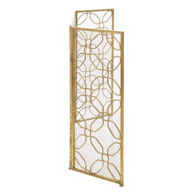Image showing  31 in. x 53 in. Contemporary Metal Fireplace Screen, Gold