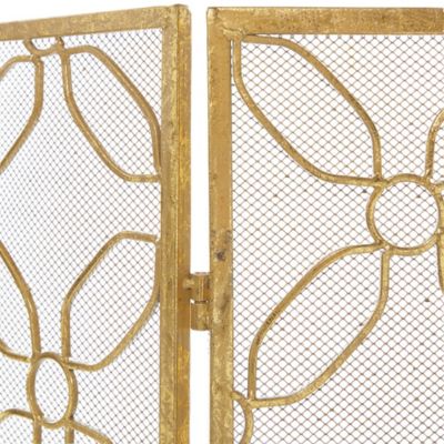 Image showing  31 in. x 53 in. Contemporary Metal Fireplace Screen, Gold