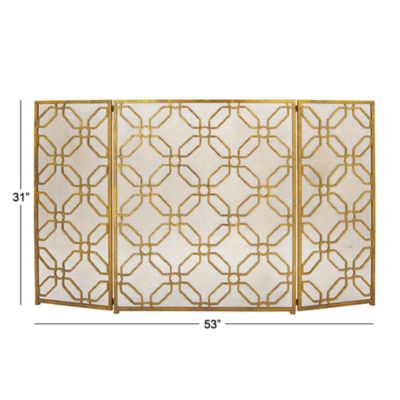 Image showing  31 in. x 53 in. Contemporary Metal Fireplace Screen, Gold