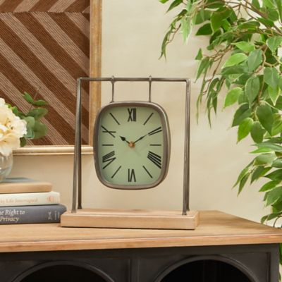 Harper & Willow Grey Wood Farmhouse Clock, 12 in. x 10 in. x 5 in.