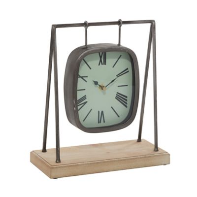 Image showing  Wood Farmhouse Clock, 12 in. x 10 in. x 5 in., Gray