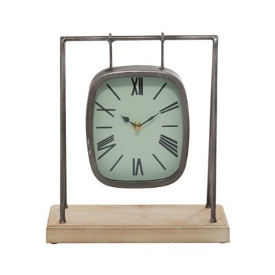 Image showing  Wood Farmhouse Clock, 12 in. x 10 in. x 5 in., Gray
