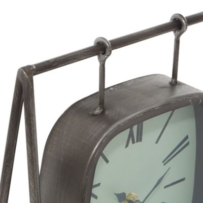 Image showing  Wood Farmhouse Clock, 12 in. x 10 in. x 5 in., Gray