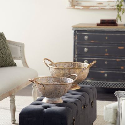 Harper & Willow Gold Metal Eclectic Decorative Bowls, 21 in. and 19 in., 2 pk.