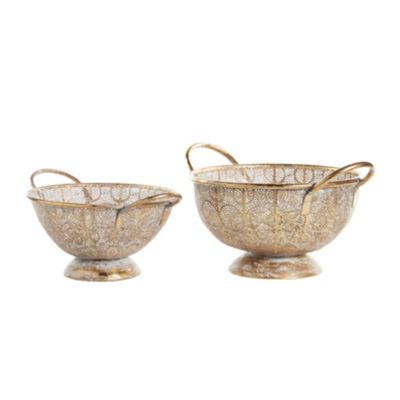 Image showing  Gold Metal Eclectic Decorative Bowls, 21 in. and 19 in., 2 pk.