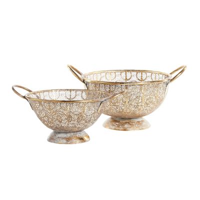 Image showing  Gold Metal Eclectic Decorative Bowls, 21 in. and 19 in., 2 pk.