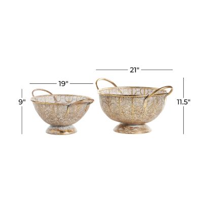 Image showing  Gold Metal Eclectic Decorative Bowls, 21 in. and 19 in., 2 pk.