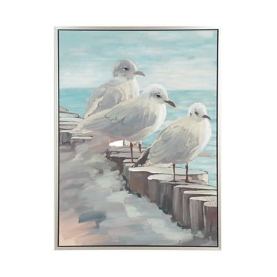 Image showing  White Coastal Birds Canvas Wall Art, 47 in. x 36 in.
