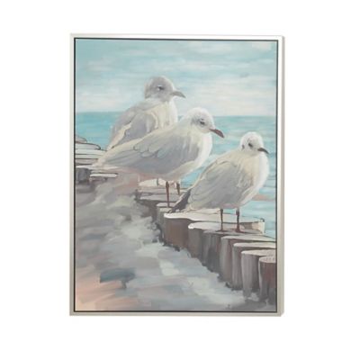 Image showing  White Coastal Birds Canvas Wall Art, 47 in. x 36 in.