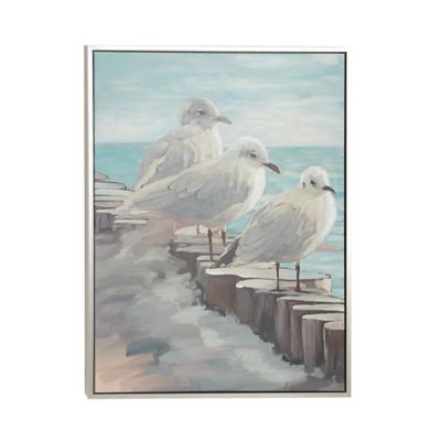 Image showing  White Coastal Birds Canvas Wall Art, 47 in. x 36 in.