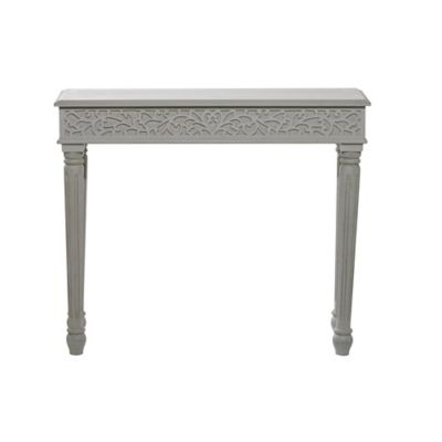 Image showing  Gray Wood Intricately Carved Scroll Console Table, 36 in. x 12 in. x 30 in.
