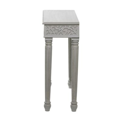 Image showing  Gray Wood Intricately Carved Scroll Console Table, 36 in. x 12 in. x 30 in.