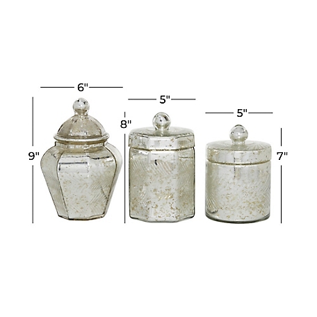 Harper & Willow Large Round Clear Glass Textured Patterned Jars with Wood  Lids, 8 in., 9 in., 11 in., 3 pc. at Tractor Supply Co.