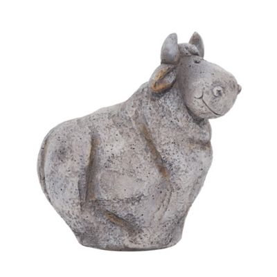 Image showing  Grey Polystone Country Cow Garden Sculpture, 14 in. x 13 in. x 7 in.